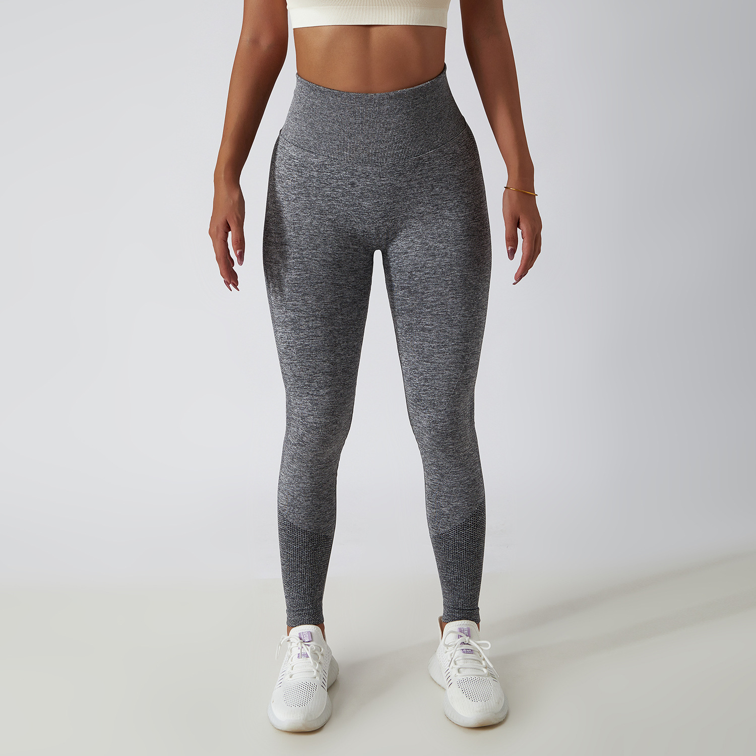 Hot Selling Women's Elastic Waist Seamless Scrunch Butt Fitness Spandex Yoga Pants Solid Four-Way Stretch Anti-UV Full Length