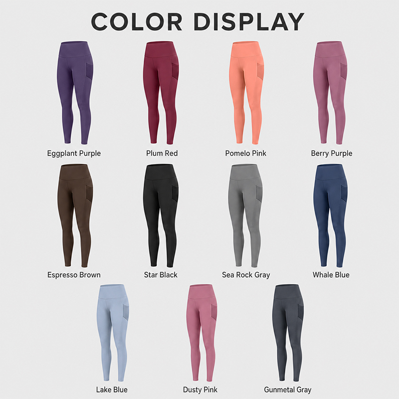 Women's Mesh Side Pocket Yoga Leggings High Waist Tummy Control Peach Lift Seam Stretchy Breathable Fitness Gym Running Pants