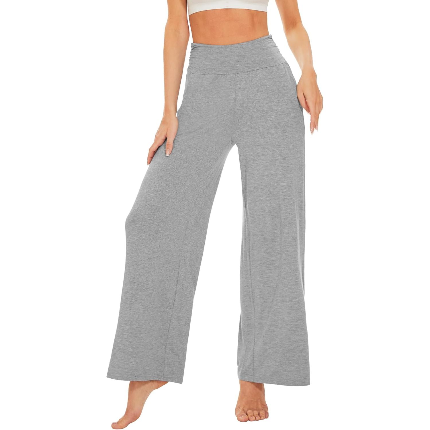 Custom Womens Bamboo Viscose Lounge Pants Soft Wide Leg Palazzo Yoga Pant Casual Pajama Bottoms S-XXL