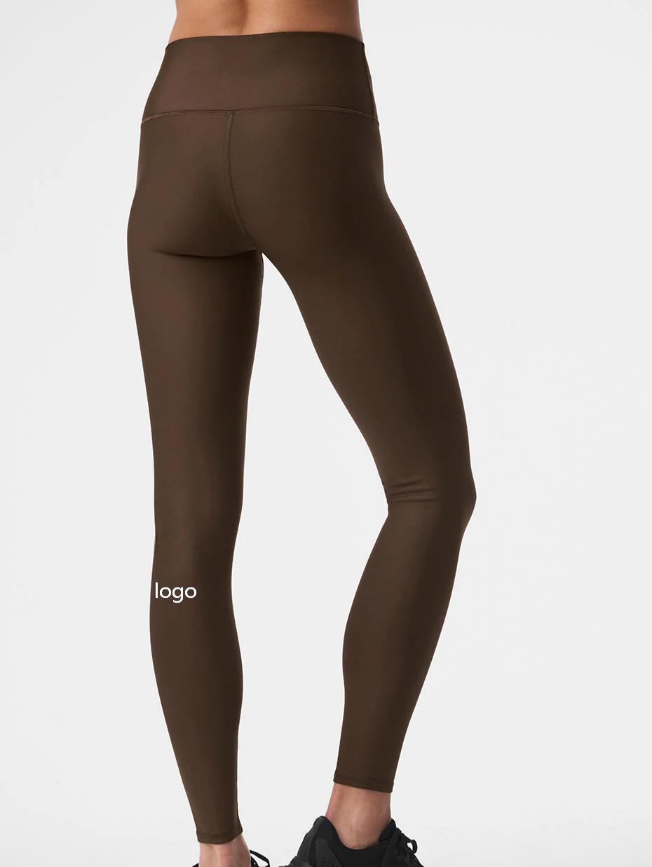 Solid Color Yoga Trousers High Waist Elastic Waist Women's Quick-drying Slim Fit Sports Running Autumn 100% Nylon