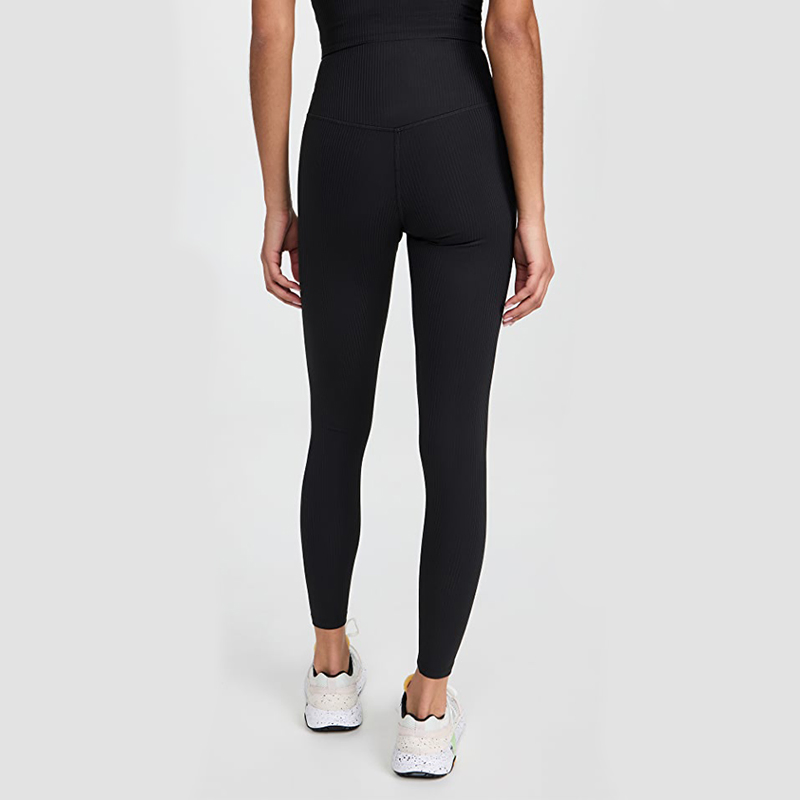 Factory Customized Design High Quality Four Way Stretch Fashion Solid Color Yoga Leggings Ribbed Workout High Waist Athletic Pants