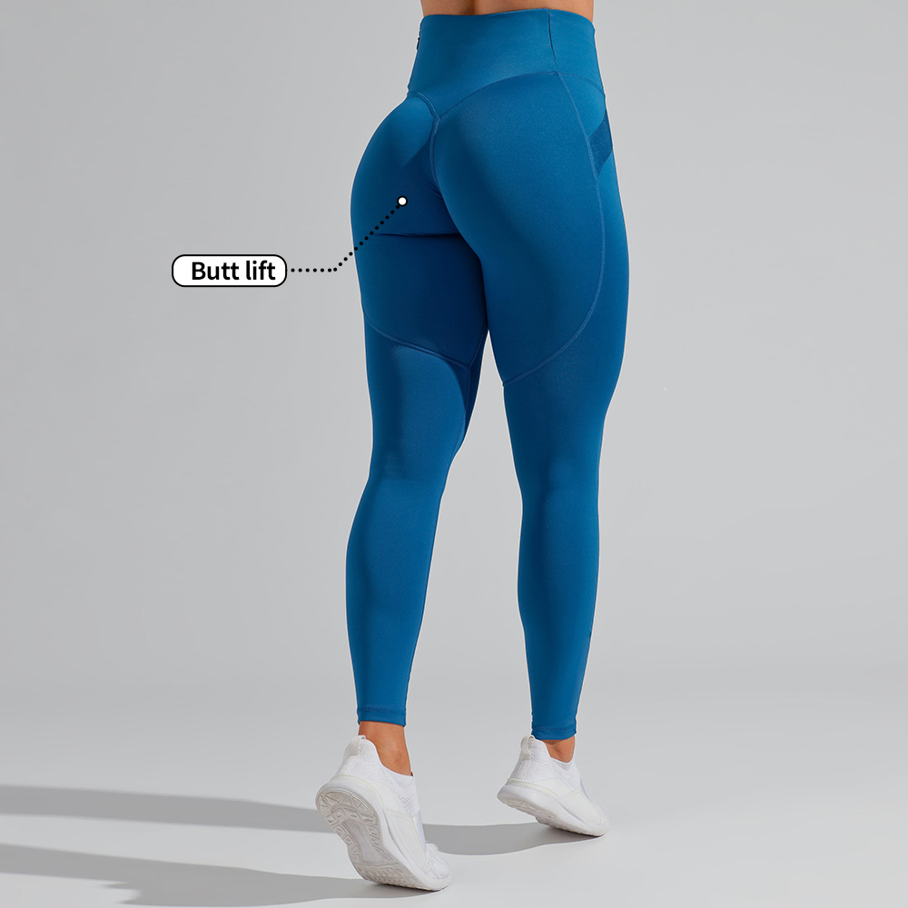 High Waist High Stretch Butt Lift Gym Yoga Pants Ladies Nylon Spandex Workout Tight Fitness Leggings Elastic Side Loop Pocket