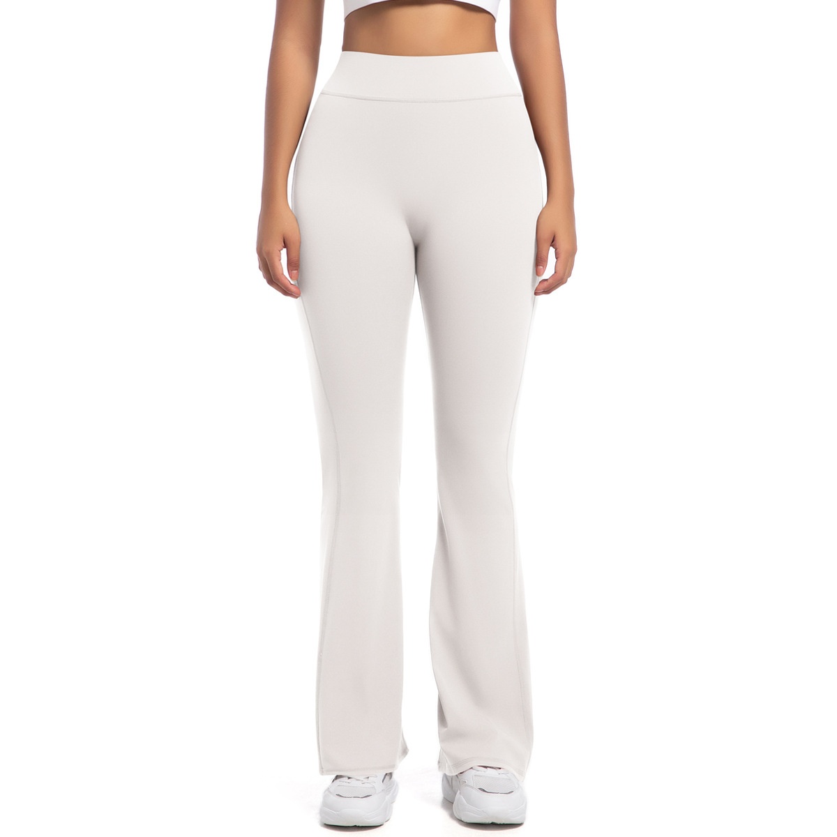 Button Peach High-Waisted Tight Yoga Bell-Bottoms Fitness Sports Wide-Leg Boot-Cut Yoga Pants for Women