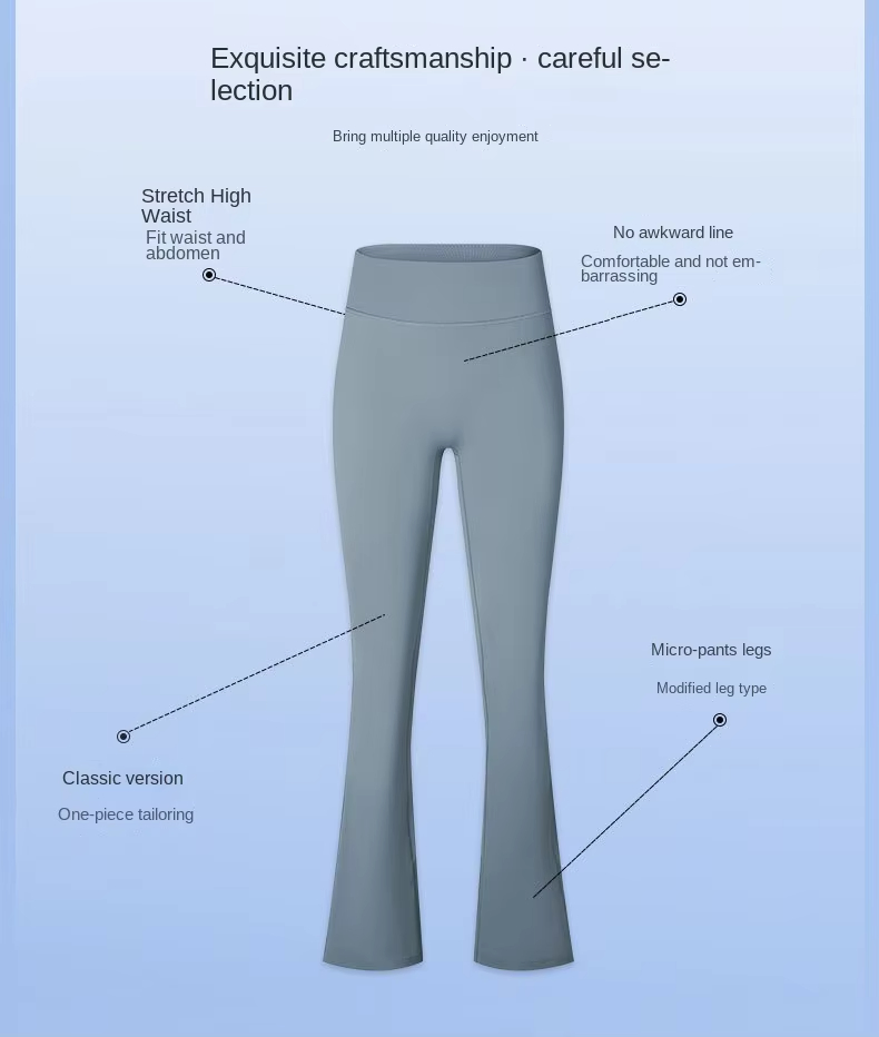 Women's High-Waisted Yoga Pants Stretch Flared Design Fleece Slimming Hip Lifting Elastic Waist Closure Fitness Yoga Pants