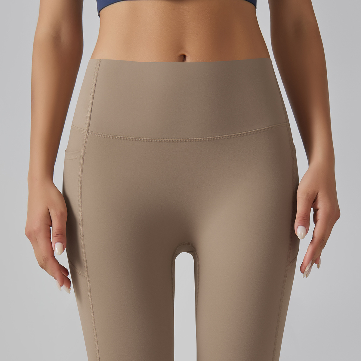 High Waist Solid Yoga Pants Women's Traceless Quick-drying Breathable Tight Pocket Running Scrub Fitness Hip-lifting Sports