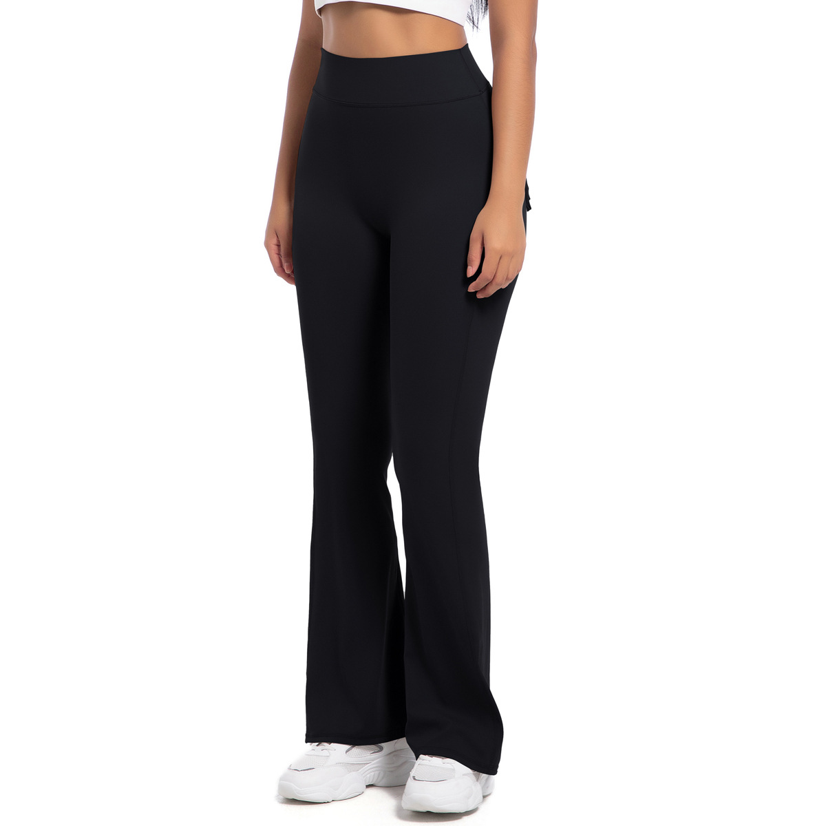 Button Peach High-Waisted Tight Yoga Bell-Bottoms Fitness Sports Wide-Leg Boot-Cut Yoga Pants for Women