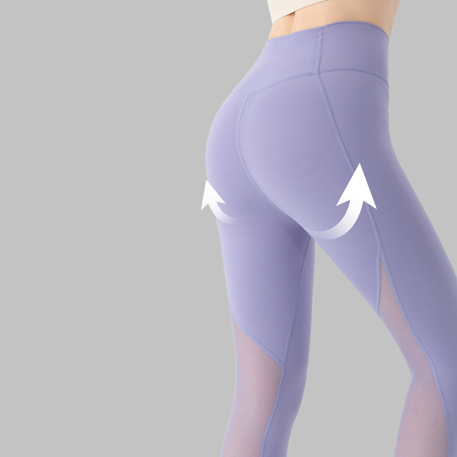 Mesh Panel Yoga Pants Women High Waist Breathable Sweat Wicking Tight Fit Workout Running Fitness Leggings