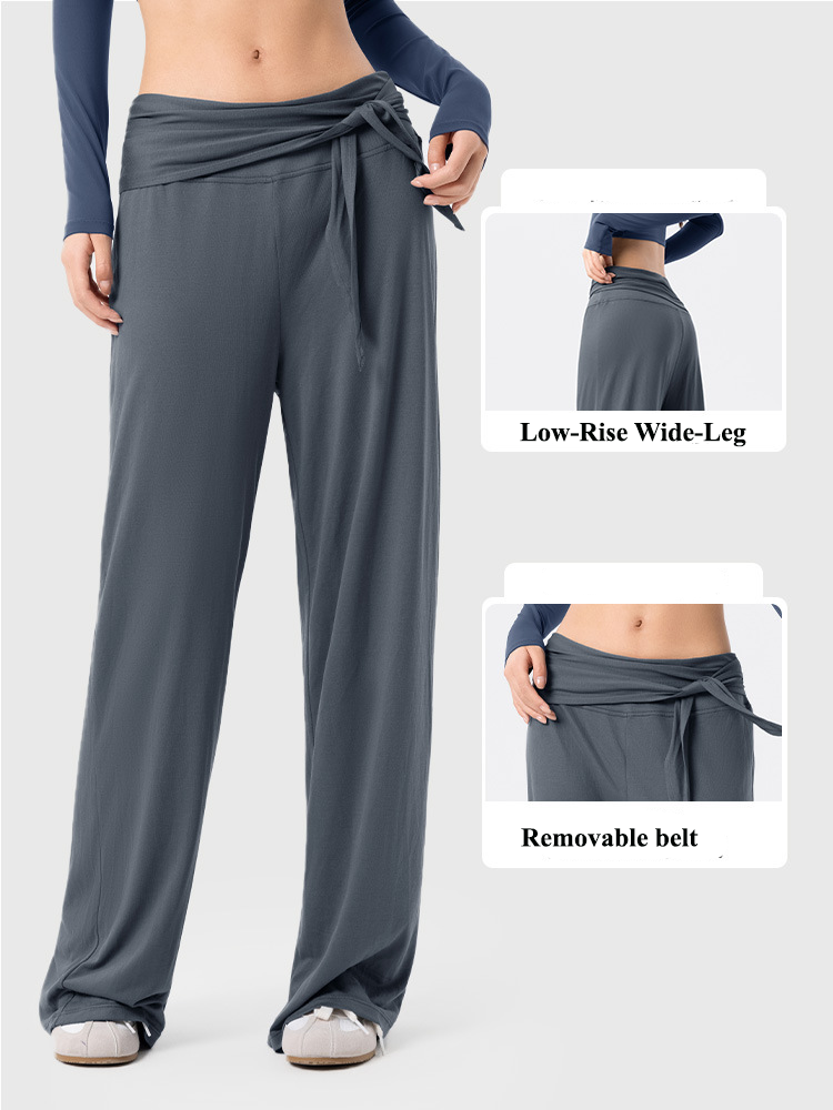 Custom Logo Women Low Waist Wide Leg Modal Yoga Pants Softstreme Flowy Lounge Trousers Breathable Relaxed Fit Dance Pilates Wear
