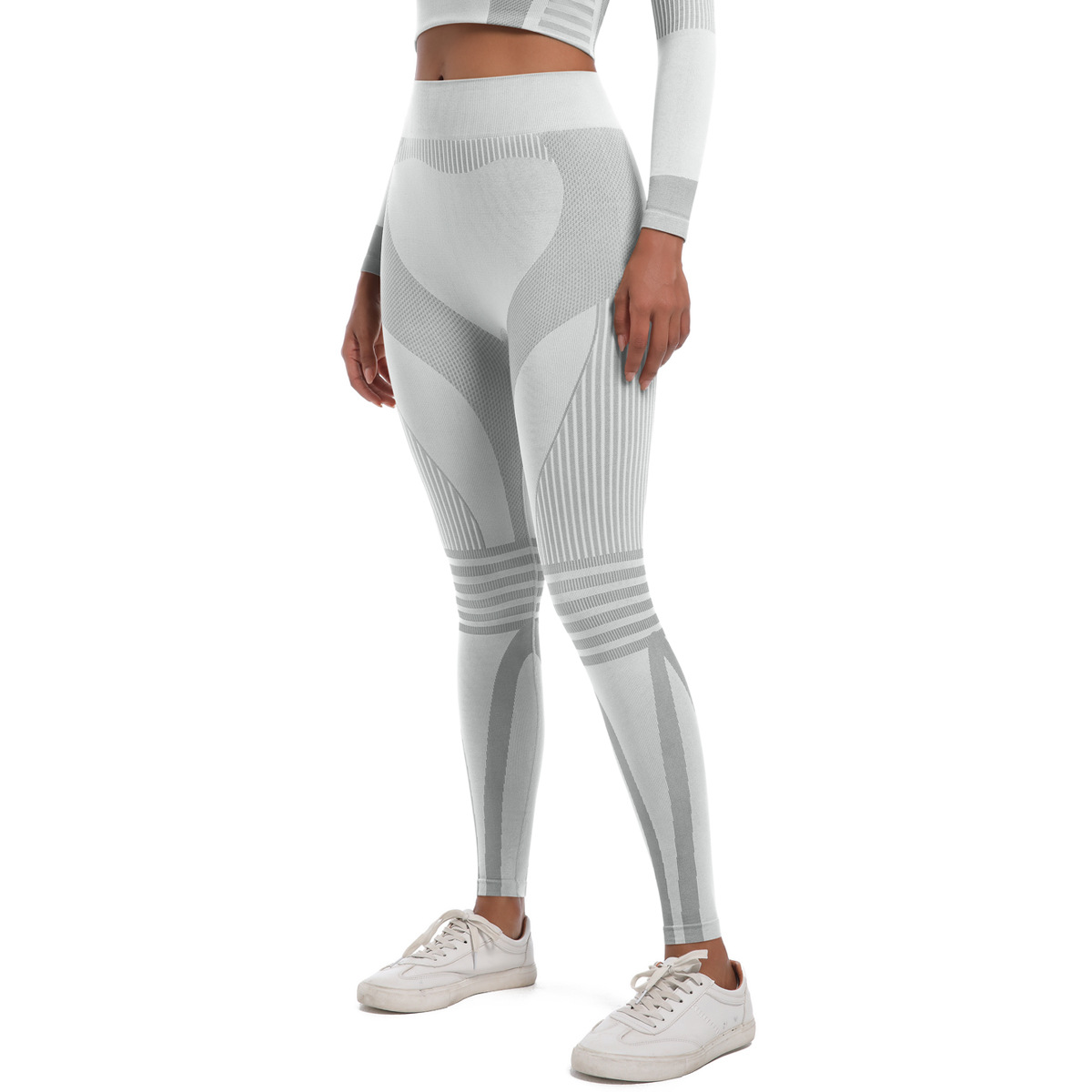 New Cross-border Seamless Knitted Spandex/Nylon Color Blocking Tight-fitting High-elastic Breathable Ski Pants High Waist Yoga
