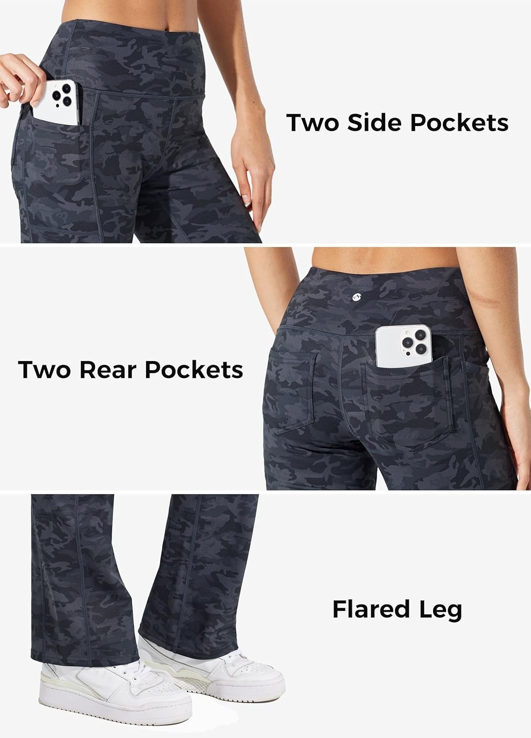 Custom High Waist Fleece Lined Camo Flare Leggings High Quality Thermal Winter Yoga Pants for Women