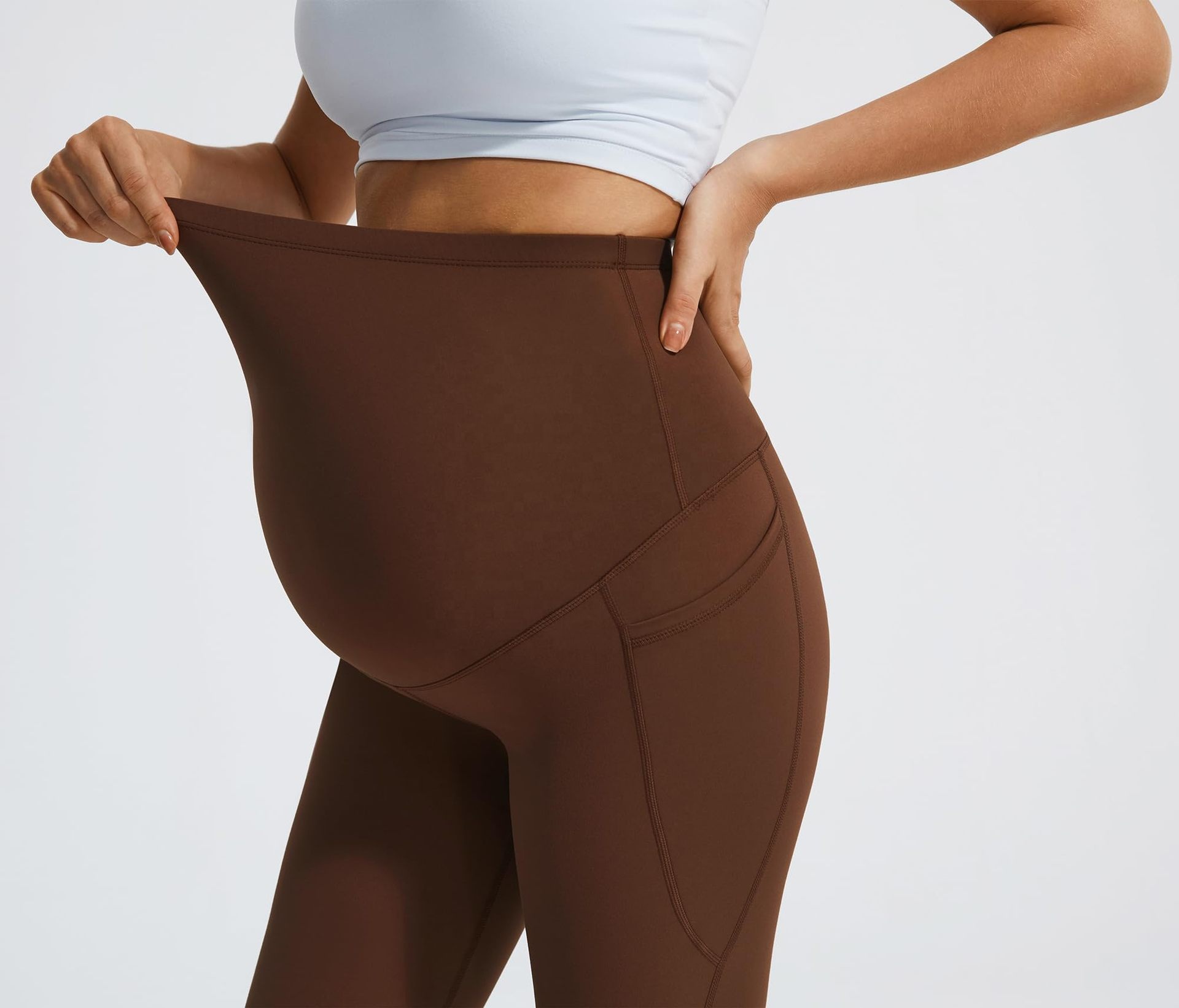 Nylon High Elastic Pregnant Women's Micro-flared Full Length Solid Color High-waisted Tight-fitting Belly-supporting Casual Yoga