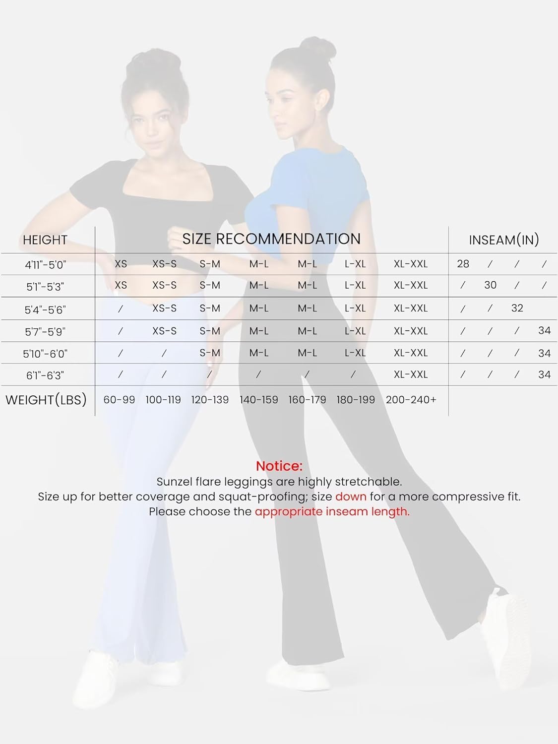 Sunzel Womens Flare Leggings No Front Seam Yoga Pants Tummy Control Crossover High Waist Polyamide Color Blocking