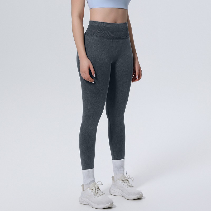 Seamless Yoga Pants High Waist Belly-lifting Hip Tight Full-Length Sweat-absorbent Breathable Lace Color Blocking Spandex/Nylon
