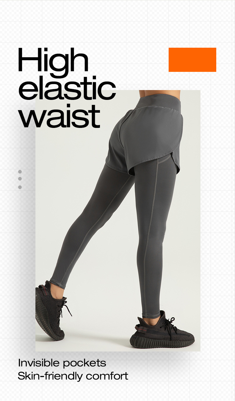 High-Waisted and Hip-Lifting Running Fitness Sports Tight Pants Two Pairs of Pocket Yoga Leggings