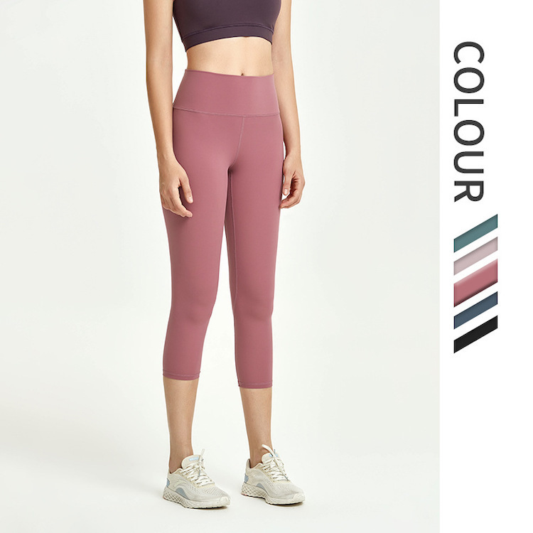 Factory OEM High Waist Buttery Soft Gym Running Capri Pants for Women, Tummy Control 4 Way Stretch Workout 3/4 Yoga Leggings, Athletic Jogging Wear