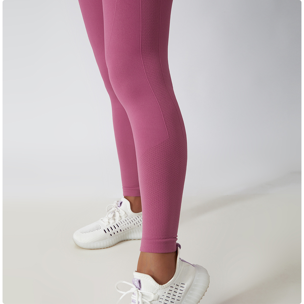 Hot Selling Women's Elastic Waist Seamless Scrunch Butt Fitness Spandex Yoga Pants Solid Four-Way Stretch Anti-UV Full Length