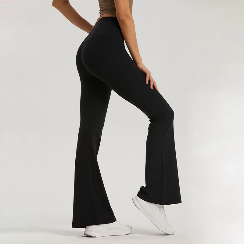 New Style Nude-Feel Flared Yoga Pants Womens No-Ugly-Line High-Waist Bootcut Pants Elastic Waist Highly Elastic Slimming