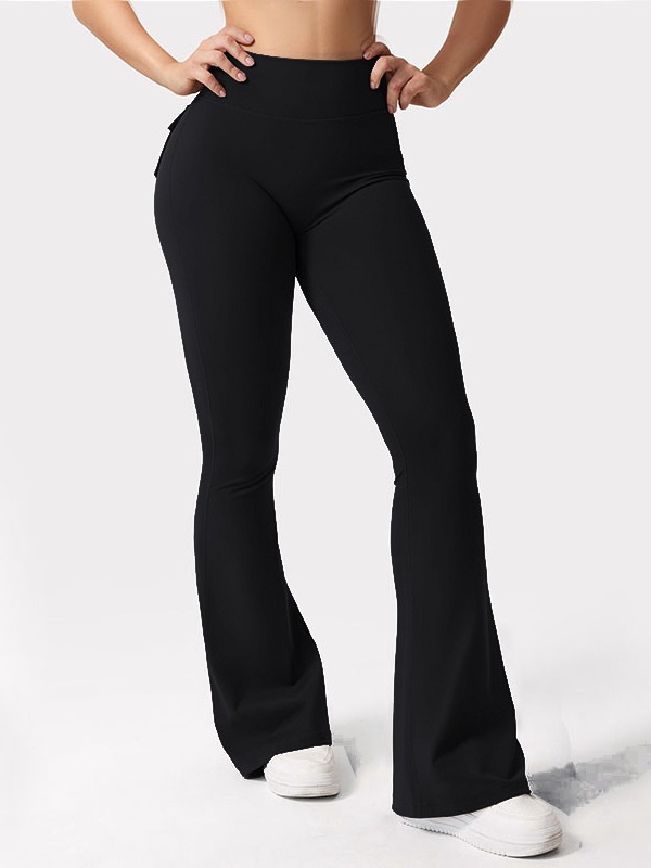 Yoga Flared Pants with Peach Hip Pocket Quick-Drying High Waist Belly-Tightening Sexy Sports Trousers for Women