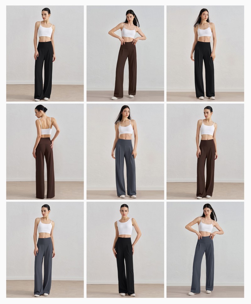Custom Logo Wholesale Bestseller Workout Fashion High Waist Leisure Wide Leg Pants With Pocket Breathable Yoga Jogging Pants