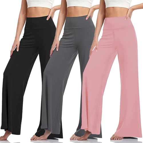 Womens Wide Leg Yoga Pants High Waist Lounge Palazzo Trousers Loose Fit Comfy Stretch Slacks Workout Pyjama Pants