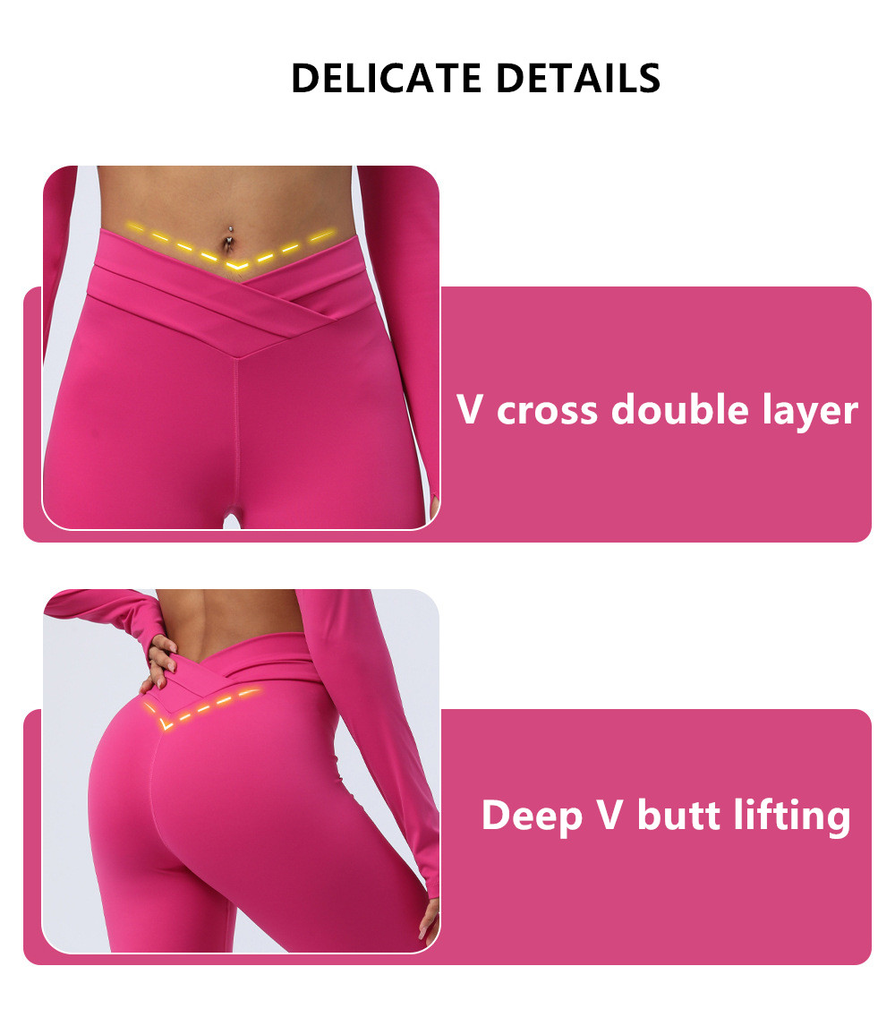 TIKTOK Women's High Waist Yoga Bottom Leggings Custom Logo Fitness Gym V Cross Butt Lift Leggings Solid Hot Compress Adults