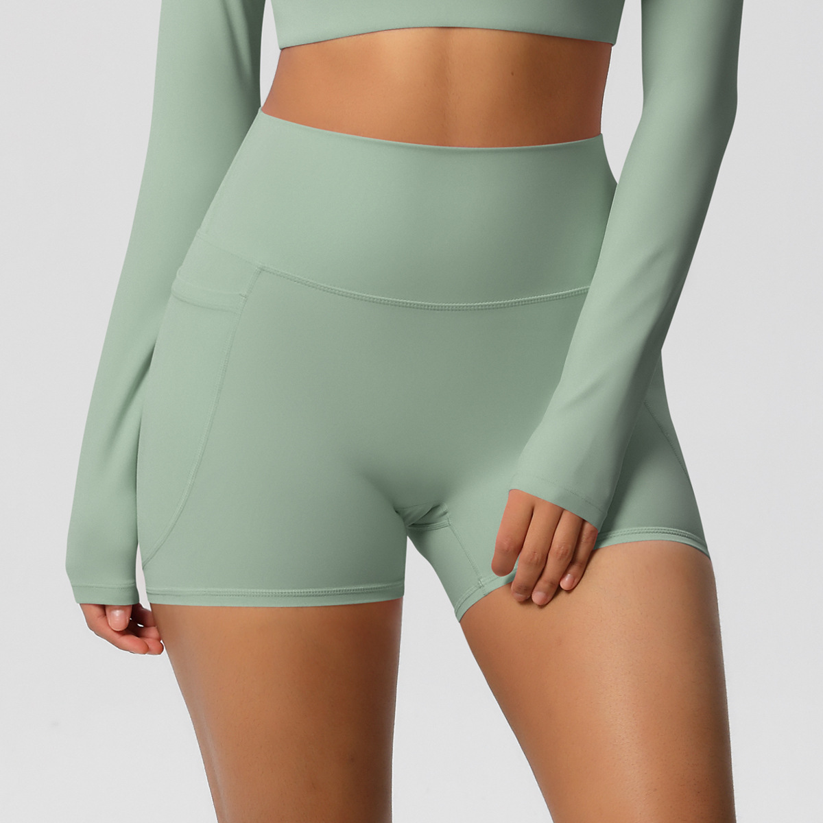 RUIQUWIN Women's High Waisted Yoga Shorts Quick Drying Breathable Tight Pocket Pants Outdoor Cycling Sports Fitness Pants