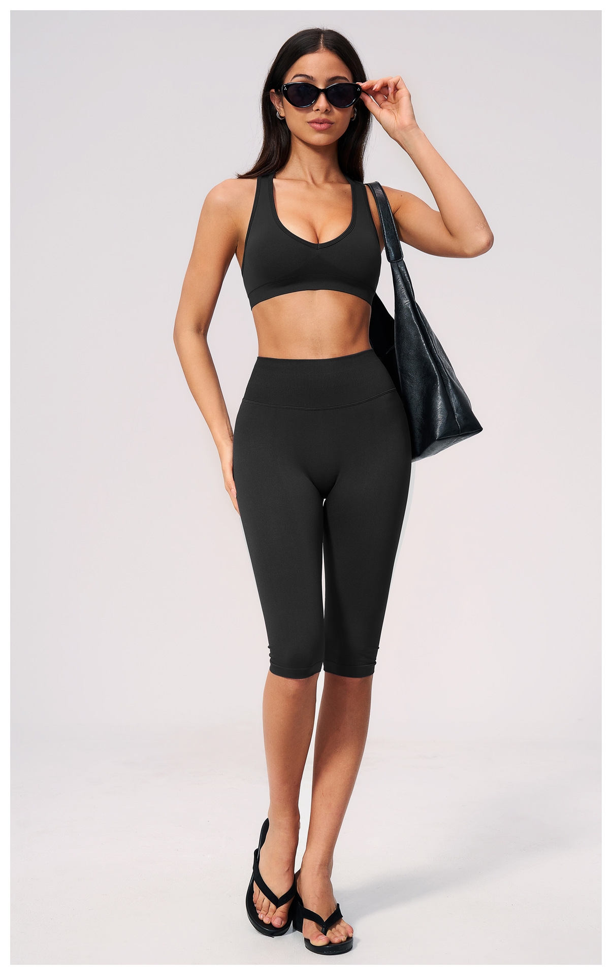 Seamless Thread Yoga Calf-Length Leggings High Waist Abdominal-shaping Hip Raise Skinny Running Fitness Sports Cropped Pants