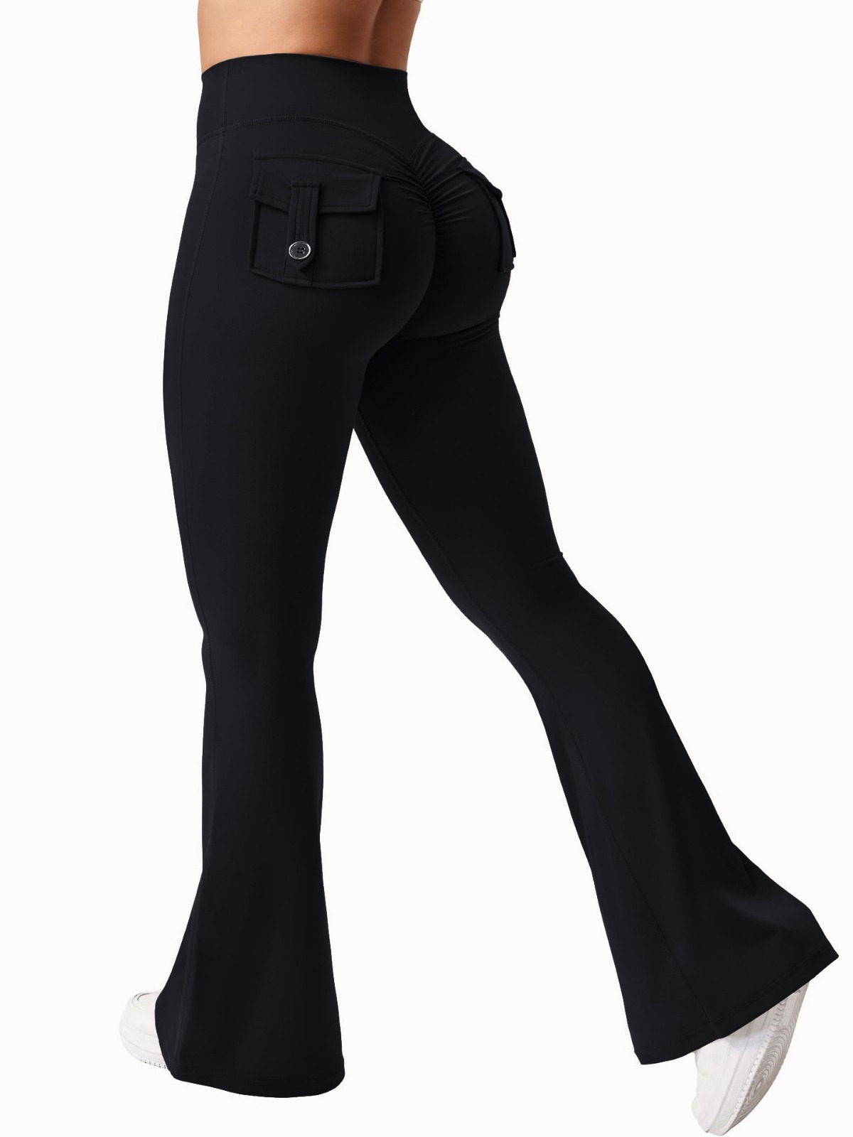 Yoga Flared Pants with Peach Hip Pocket Quick-Drying High Waist Belly-Tightening Sexy Sports Trousers for Women