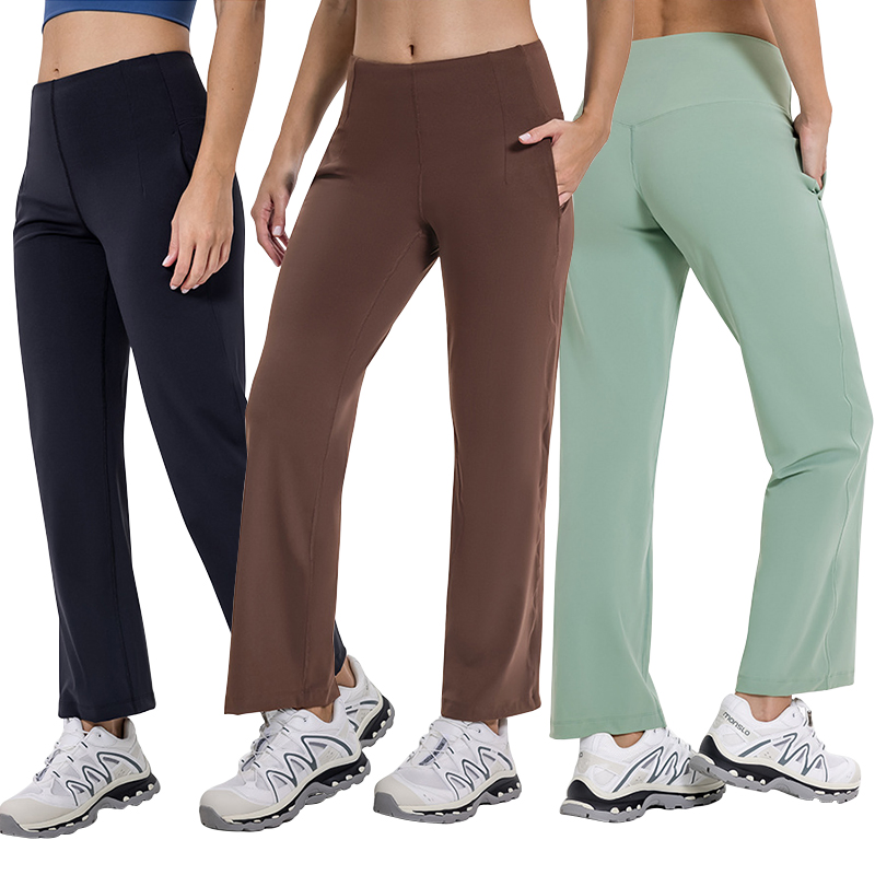 Yoga Pants Women Wide Leg Pants with Pockets High Waist Stretch Yoga Pants Casual Sports Pants