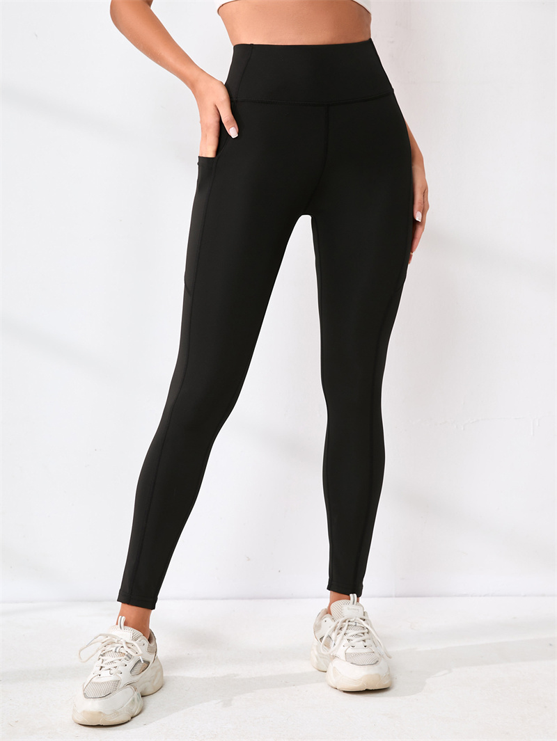 Solid Leggings Pockets for Women Soft High Waisted