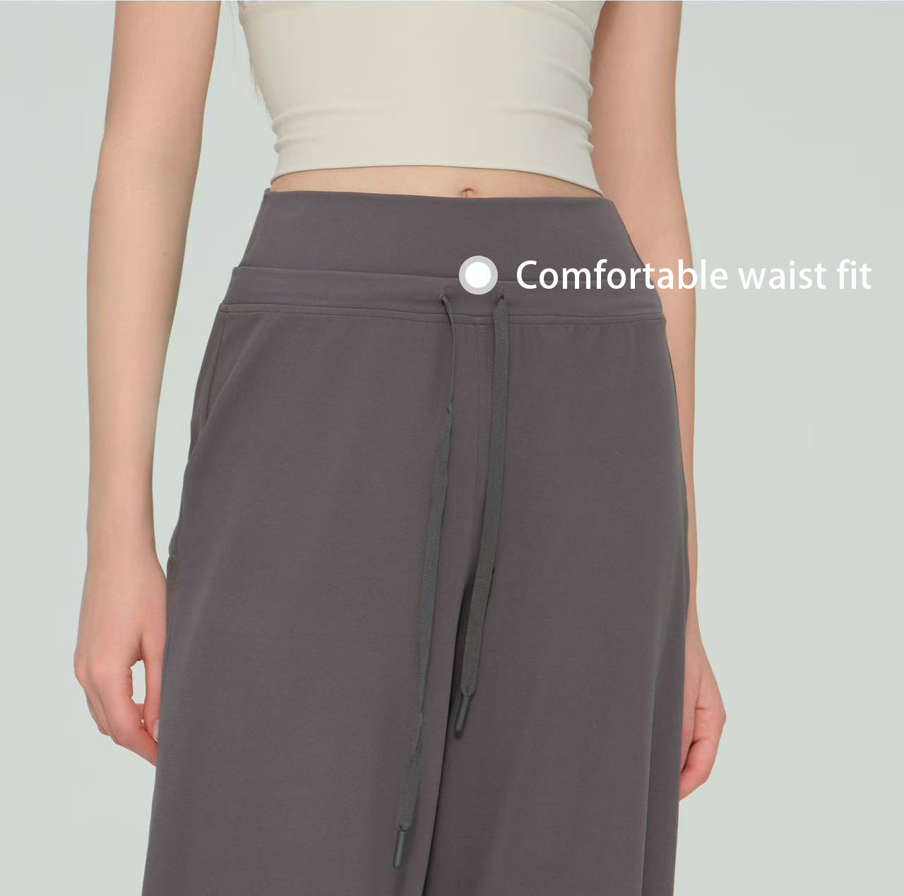 High Waist Wide Leg Yoga Pants Women Loose Fit Casual Workout Spandex/Nylon Solid Tummy Control Sweat-Wicking Custom Logo OEM