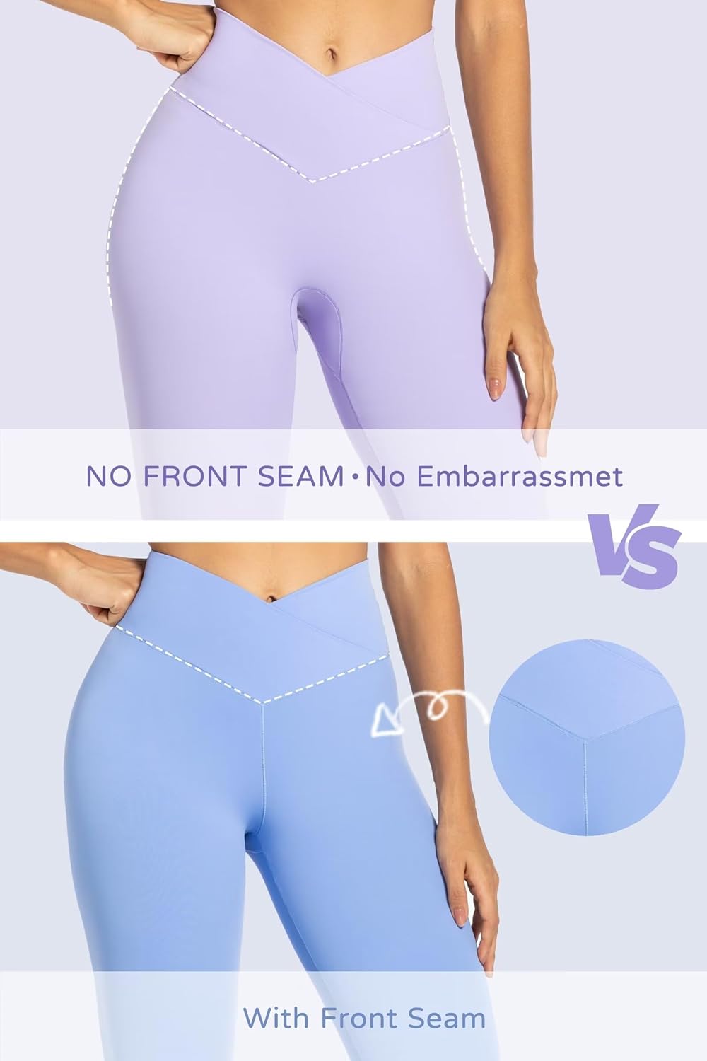 Sunzel Womens Flare Leggings No Front Seam Yoga Pants Tummy Control Crossover High Waist Polyamide Color Blocking