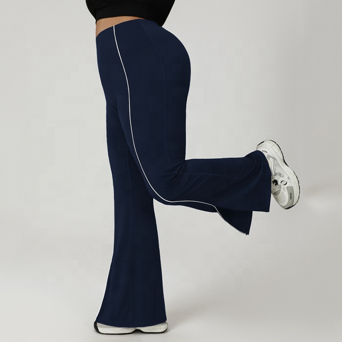 Fat Women Color Block XL-4XL Plus Size Workout Yoga Gym Sport Fitness Dance Vent Flared Leggings Bootleg Lounge Wide Leg Pants