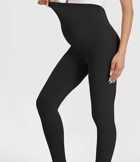 Women's 100% Cotton Maternity Activewear Yoga Leggings High Waist Midsection Pregnant Pants Breathable and Stylish