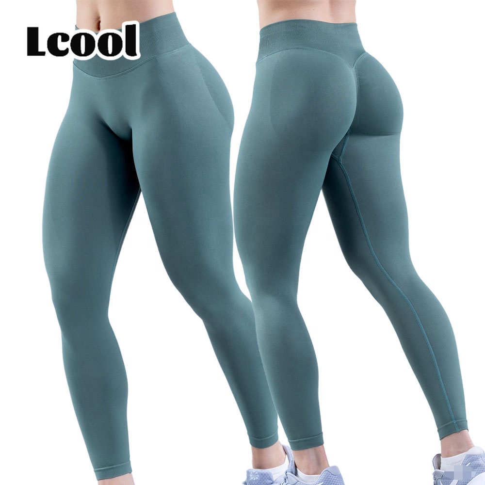 Lcool Manufacturer Scrunch Butt Booty Ribbed Fitness Seamless Yoga Squat Proof High Waist Sport Leggings for Women