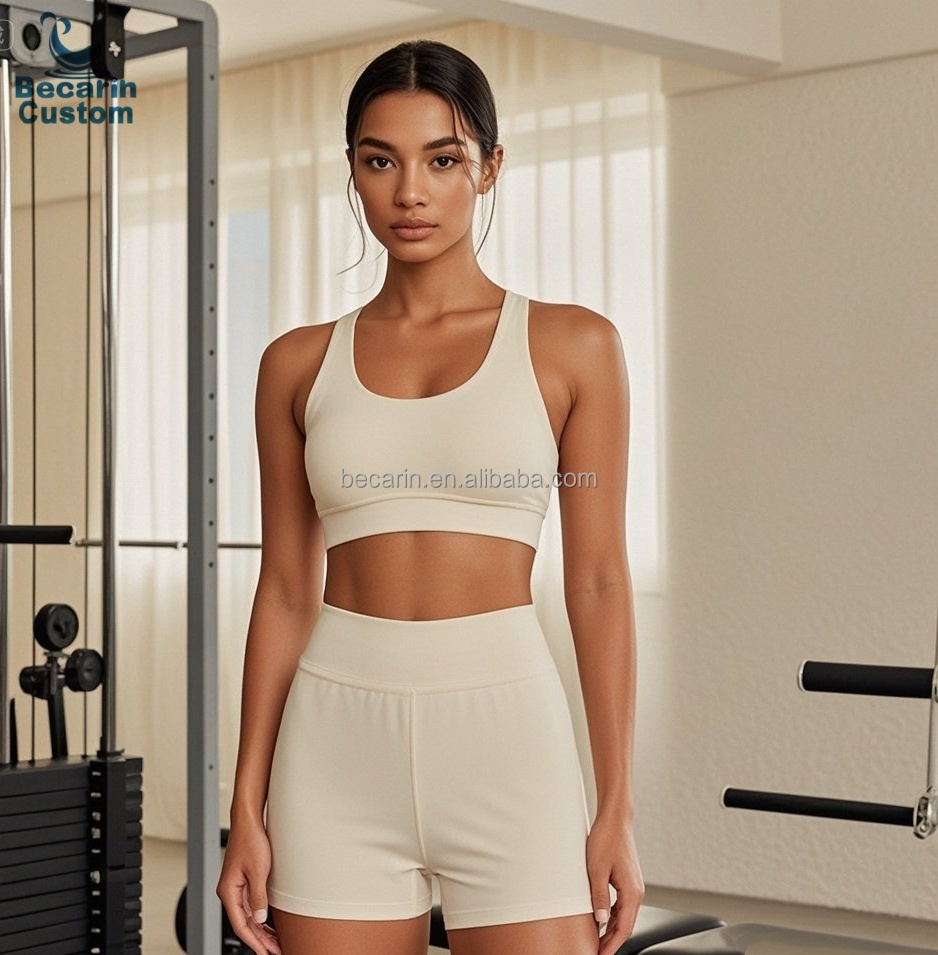 OEM Women White Lightweight Push Up Gym Workout Set Sports Bra And Leggings Sustainable Yoga Wear Sets Bamboo Fiber Yoga Set