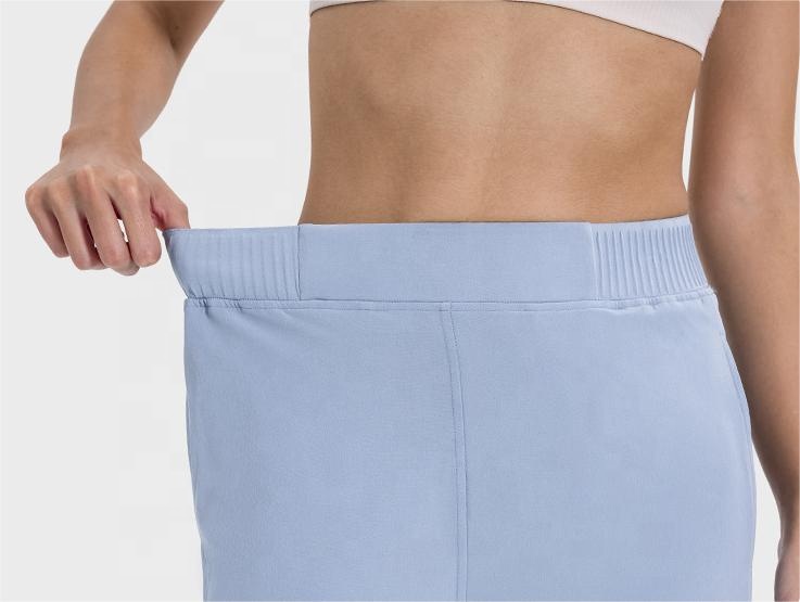 Luxtre Ice Cool Sun Protection Fabric Women's Flare Slit Tall Crop Wide Leg Yoga Pants With Pocket for Women