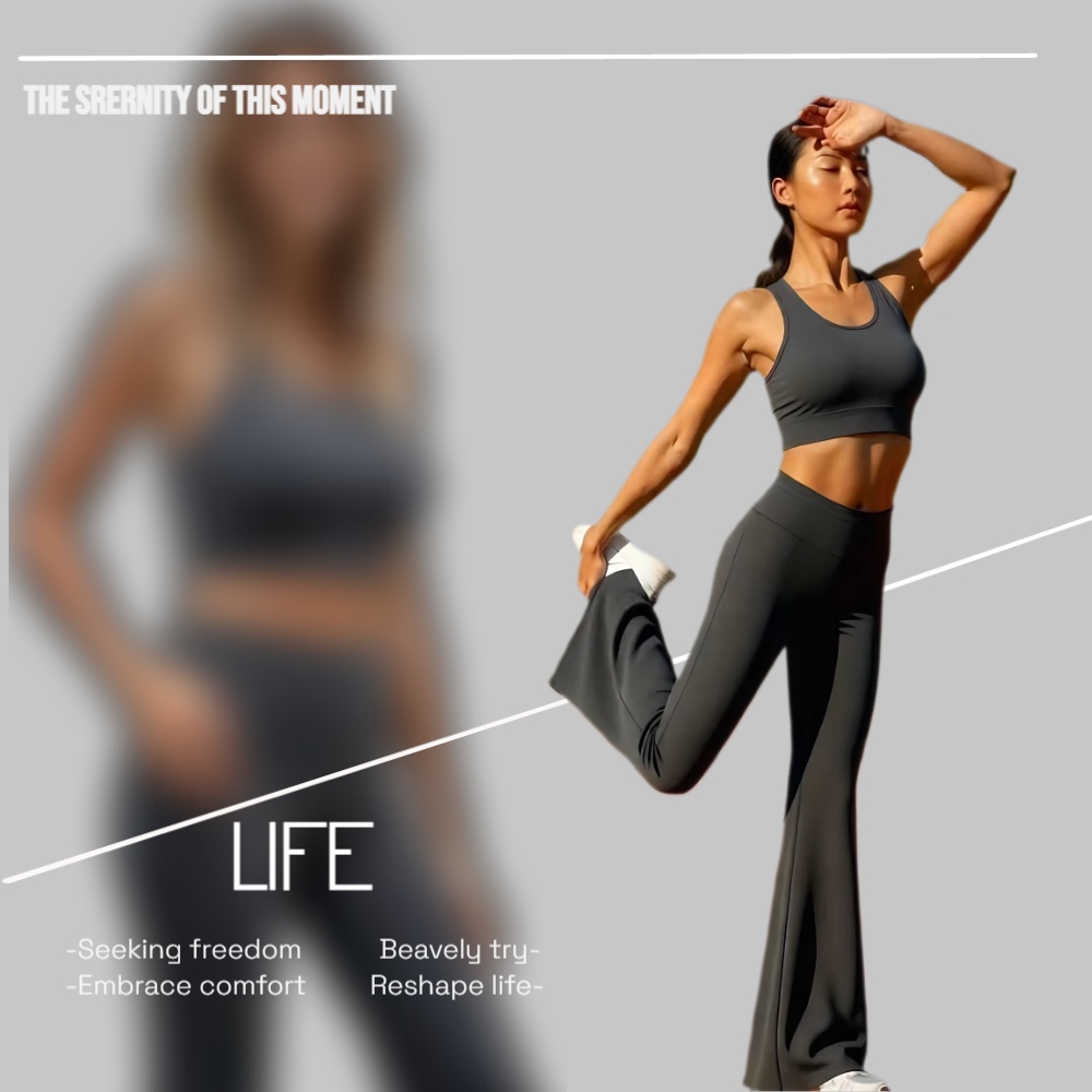 Women's High-waist Wide-leg Tight Fit Workout Yoga Pants Seamless Flared Design Printing Customizable Available Multiple Colors
