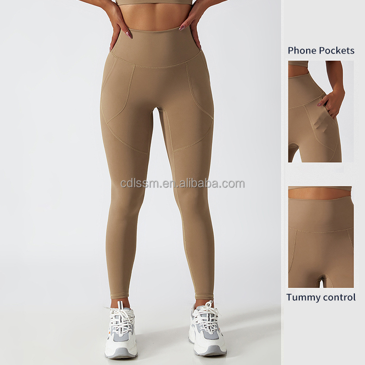Wholesale Breathable Lightweight Eco-friendly Recycled Fabric High-waist Side-pocket Yoga Legging
