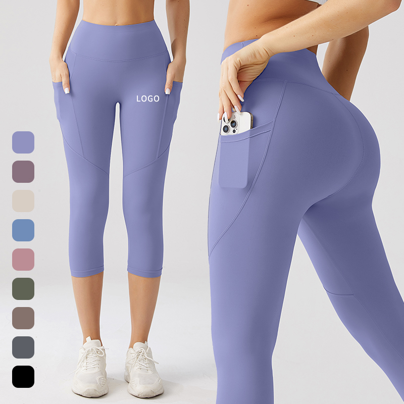 Wholesale Spring Breathable Solid High-Waisted Scrunched Butt Yoga Gym Pants Quick Dry Fitness Leggings Customizable Logo