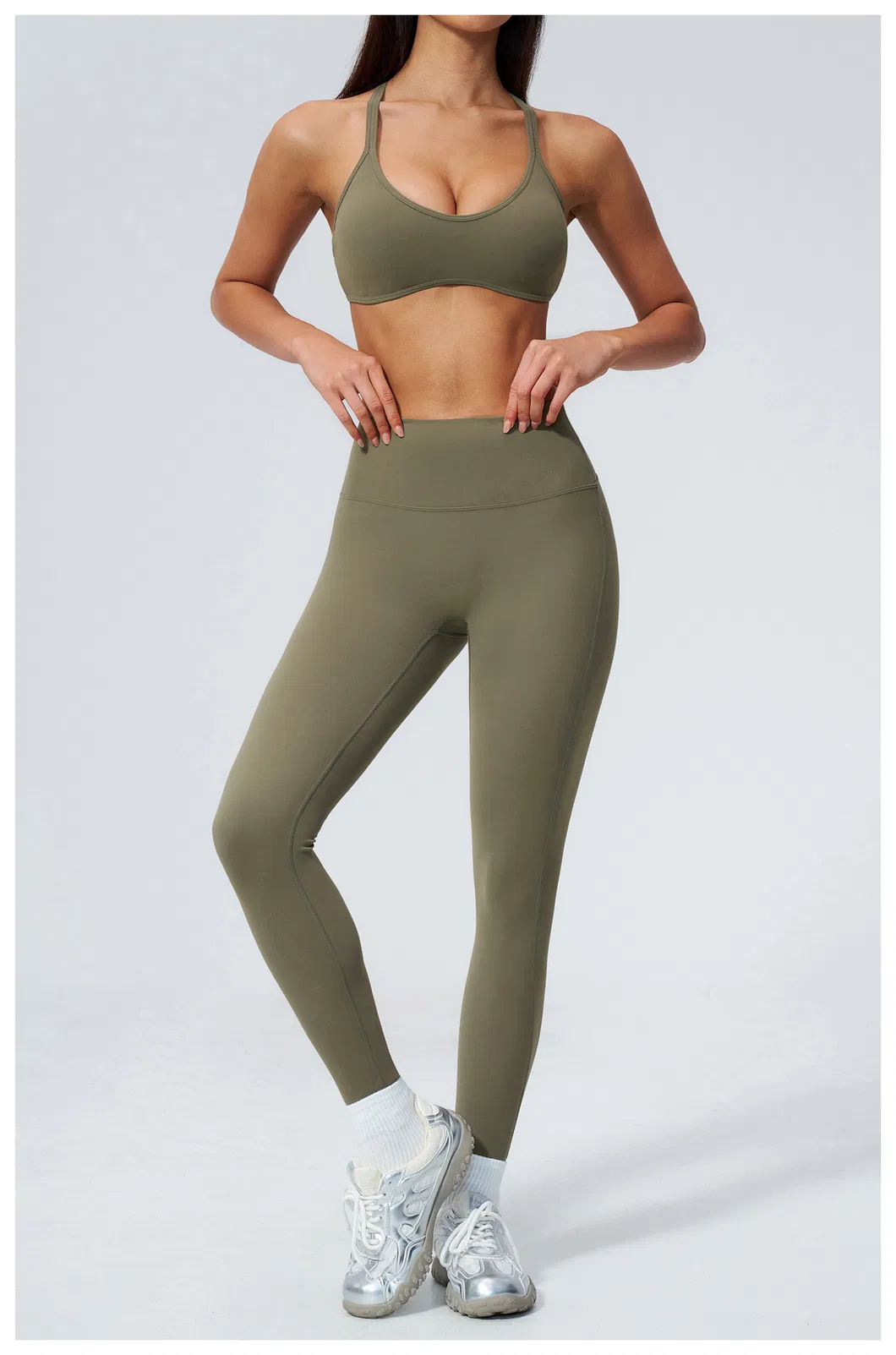 Tummy Control High Waist Yoga Pants for Women Wide Seamless Waistband V-Shape Lifting Butt Scrunch Leggings Squat-Proof 4-Way Stretch Matte Cropped