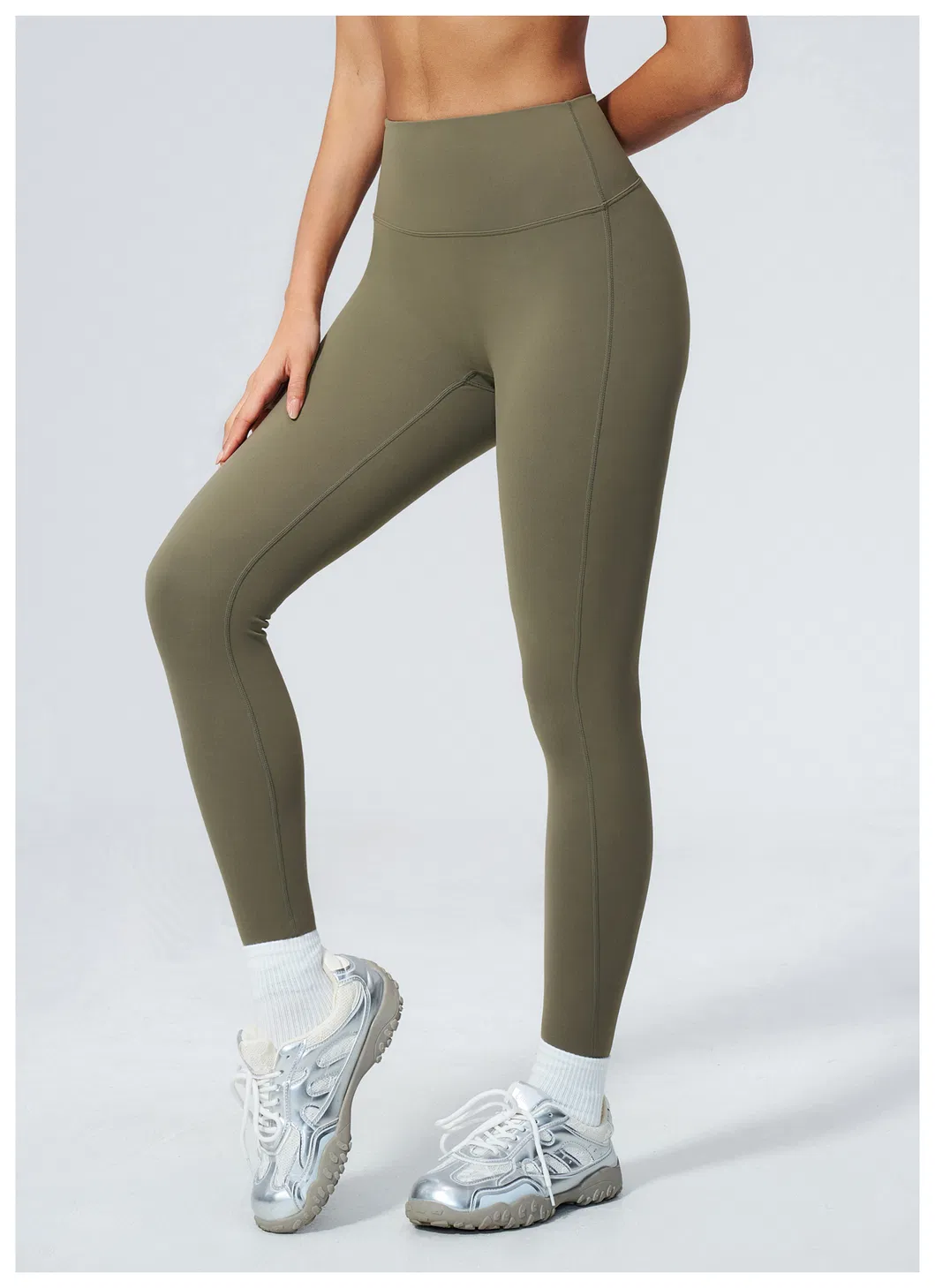 Tummy Control High Waist Yoga Pants for Women Wide Seamless Waistband V-Shape Lifting Butt Scrunch Leggings Squat-Proof 4-Way Stretch Matte Cropped