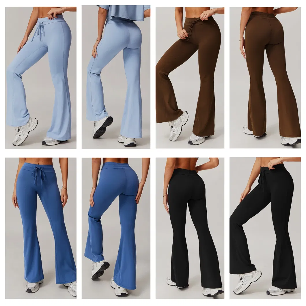 High-Waist Yoga Bell-Bottom Pants Fitness Wide-Leg Micro Stretch Casual Sports Pants Women