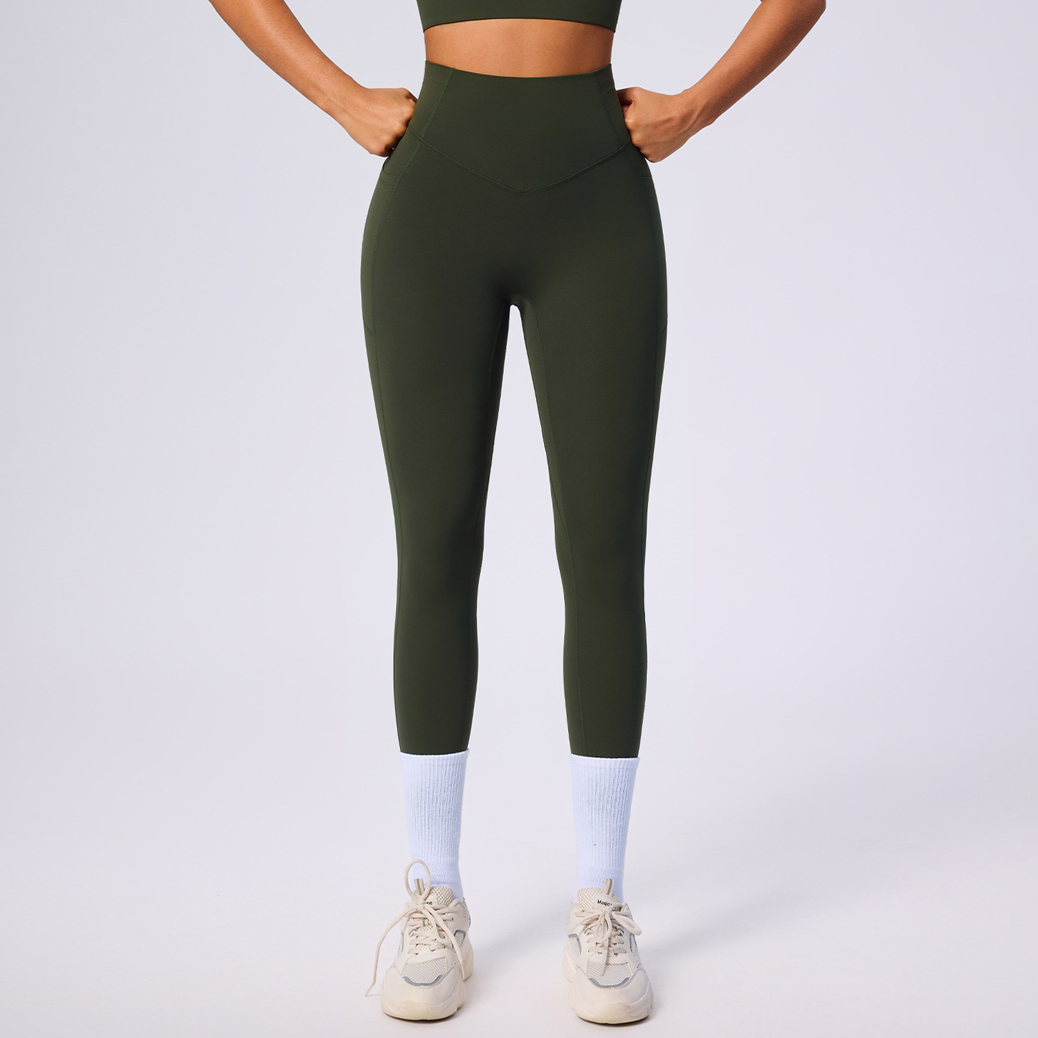 V-shaped Waist Tight Stretch Shaping Hip Lifting With Pockets High Waist Print Quick Dry Breathable Fitness Women Yoga Leggings