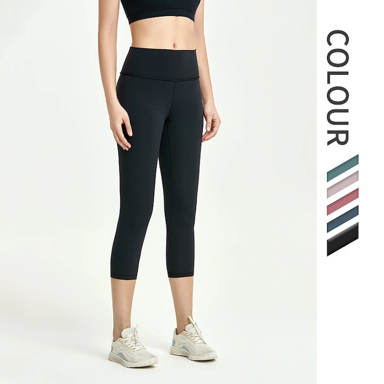 Factory OEM High Waist Buttery Soft Gym Running Capri Pants for Women, Tummy Control 4 Way Stretch Workout 3/4 Yoga Leggings, Athletic Jogging Wear