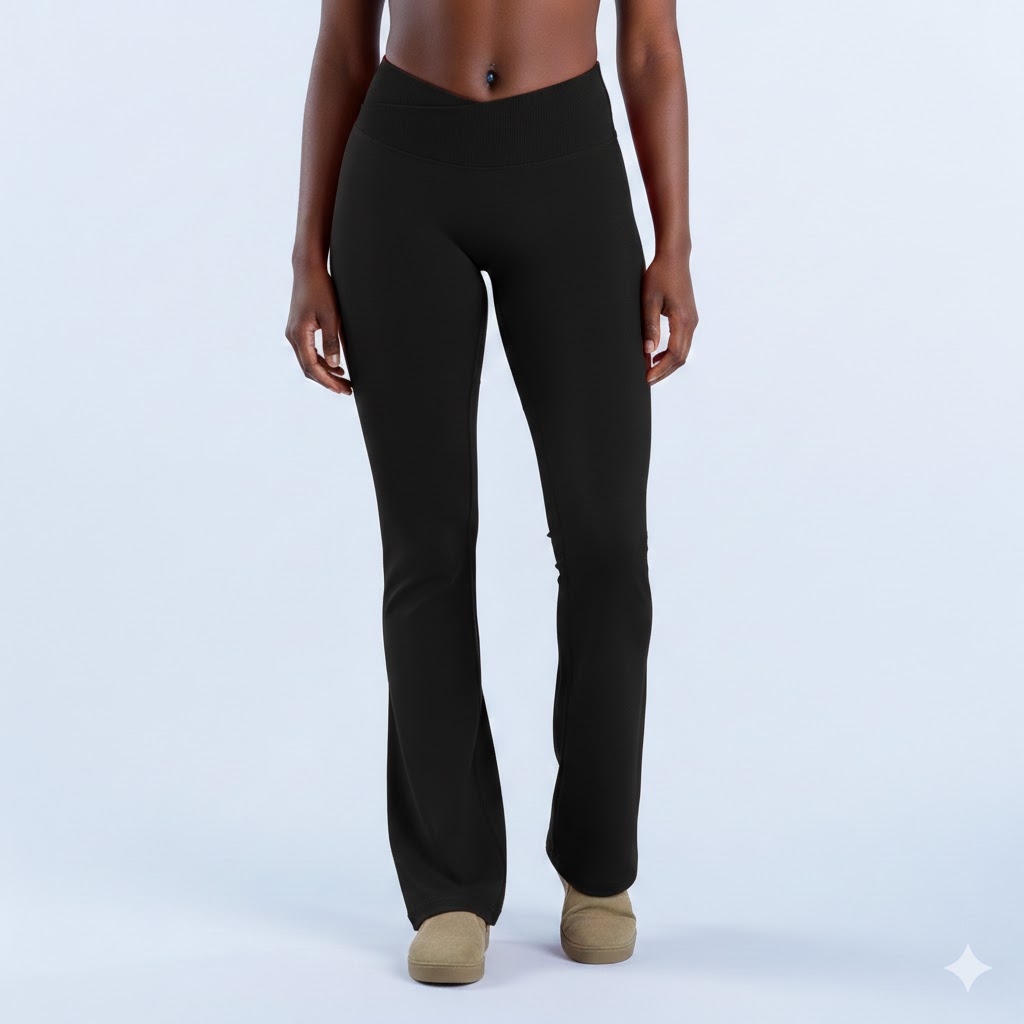 Custom Logo Seamless Flared Leggings | V Waist Dull Nylon Yoga Pants | High Rise Bootcut Fitness Bell Bottoms Manufacturer