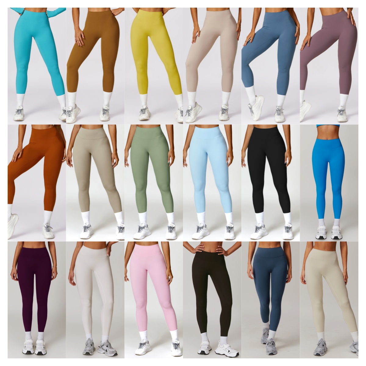 Women Quick-Dry High Waist Fitness Pants Solid Hip Lift Yoga Pants Scrunch Butt High Stretch Running Leggings
