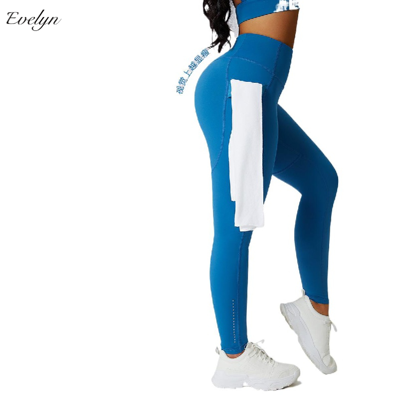 EVELYN OEM ODM European and American Spot Pocket Yoga Leggings High Waist Shaping Fitness Pants New Running Yoga Pants