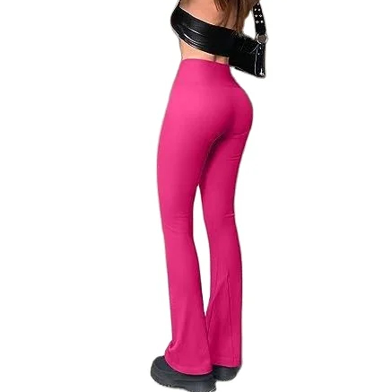 2025 High Waisted Ribbed Bootcut Yoga Pants for Women Seamless Butt Lifting Flare Leggings Plus Size Sports Wear for Solid