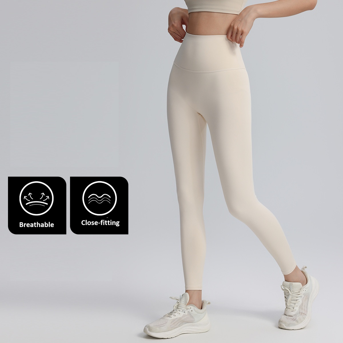 Women's High Waist Yoga Leggings Breathable Quick Dry Sweat-Wicking Fitness Running Sports Pants Made of Polyester Solid Pattern